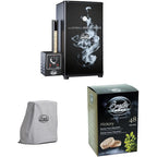 Original Bradley Smoker - BS611 4-Rack Natural Draft Vertical Electric Smoker & 990025 Waterproof Electric Smoker Cover for 4-Rack Digital Smoker, Gray & Bisquettes BTHC48, 48 Pack