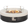 42" Outdoor Propane Fire Pit Table W Tank Cover & Wind Guard, round Gas Fire Pit Table with Concrete & Wood Grain Design, 50000BTU Fire Tables for Patio, Backyard, Garden