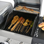 2+2 multifunctional gas barbecue grill and covered grill combination for outdoor cooking