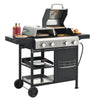 2+2 multifunctional gas barbecue grill and covered grill combination for outdoor cooking