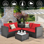 4 Pieces Outdoor Patio Rattan Furniture Set