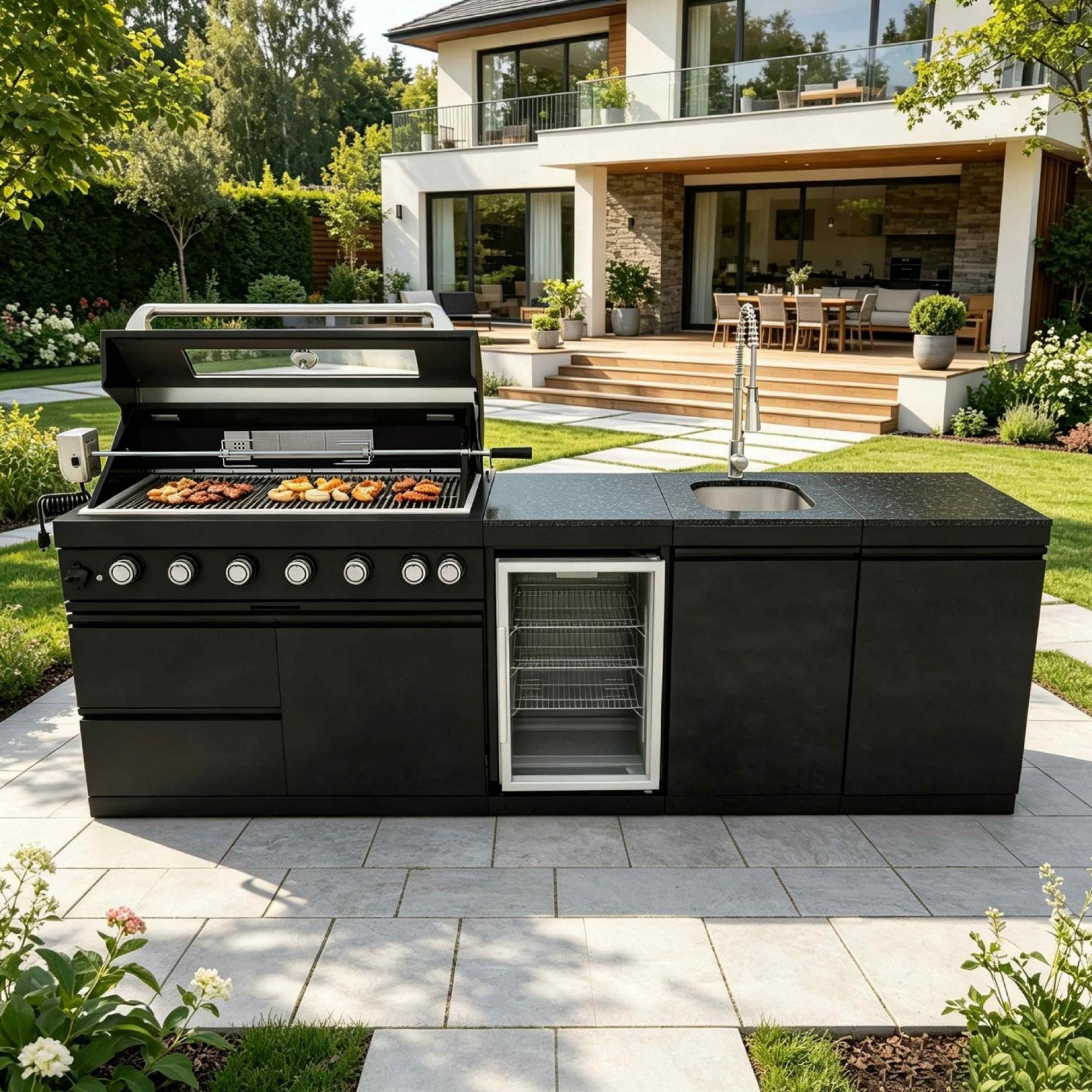 101-Inch 4-Burner Deluxe Stainless Steel Gas Outdoor Kitchen Barbecue Island Grill