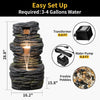 3 Tier Cascading Rock Water Fountain Outdoor Garden,28.74" H Natural Look Outdoor Fountains and Waterfalls with LED Lights for Patio, Deck, Porch, Backyard, outside and Indoor Home Decor