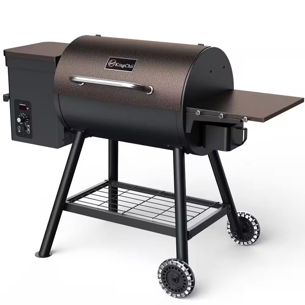 King Chii 456 Sq. In. Wood Pellet Grill and Smoker BBQ with PID Auto Temperature Control in Bronze