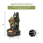 Luxenhome Outdoor Water Fountain, 25 Inch Whimsical Puppy Dog Resin Water Fountains Indoor with LED Lights