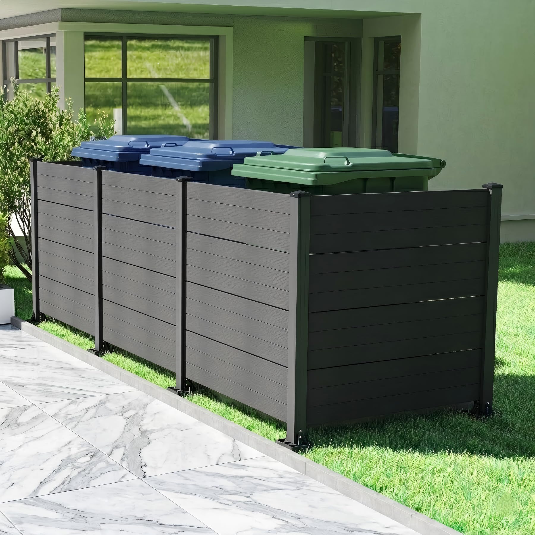 50" W x 49" H Outdoor Privacy Screen with Aluminum Posts, 4 Panels, Dark