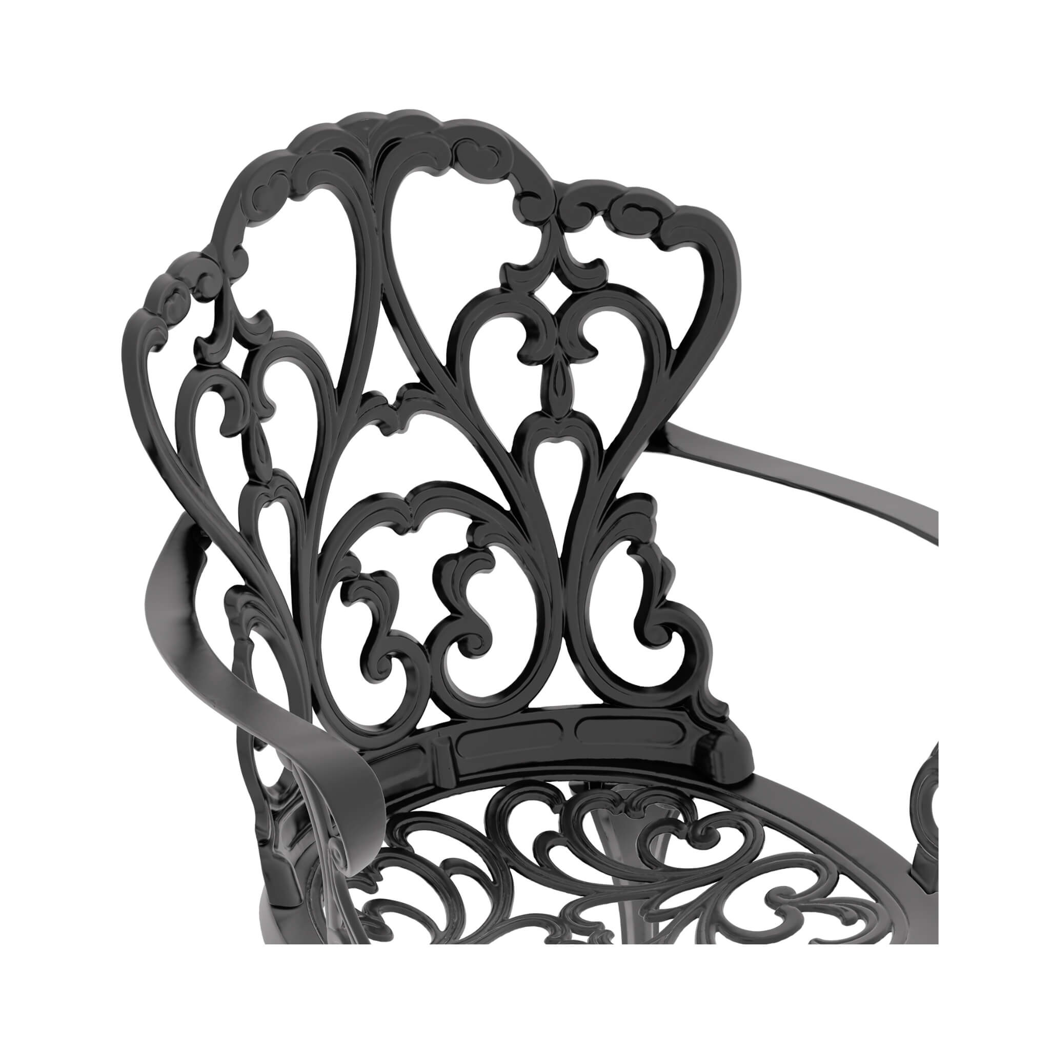 7-Piece Cast Aluminum Patio Furniture Set With Black Frame And Off-White Cushions