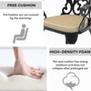7-Piece Cast Aluminum Patio Furniture Set With Black Frame And Off-White Cushions