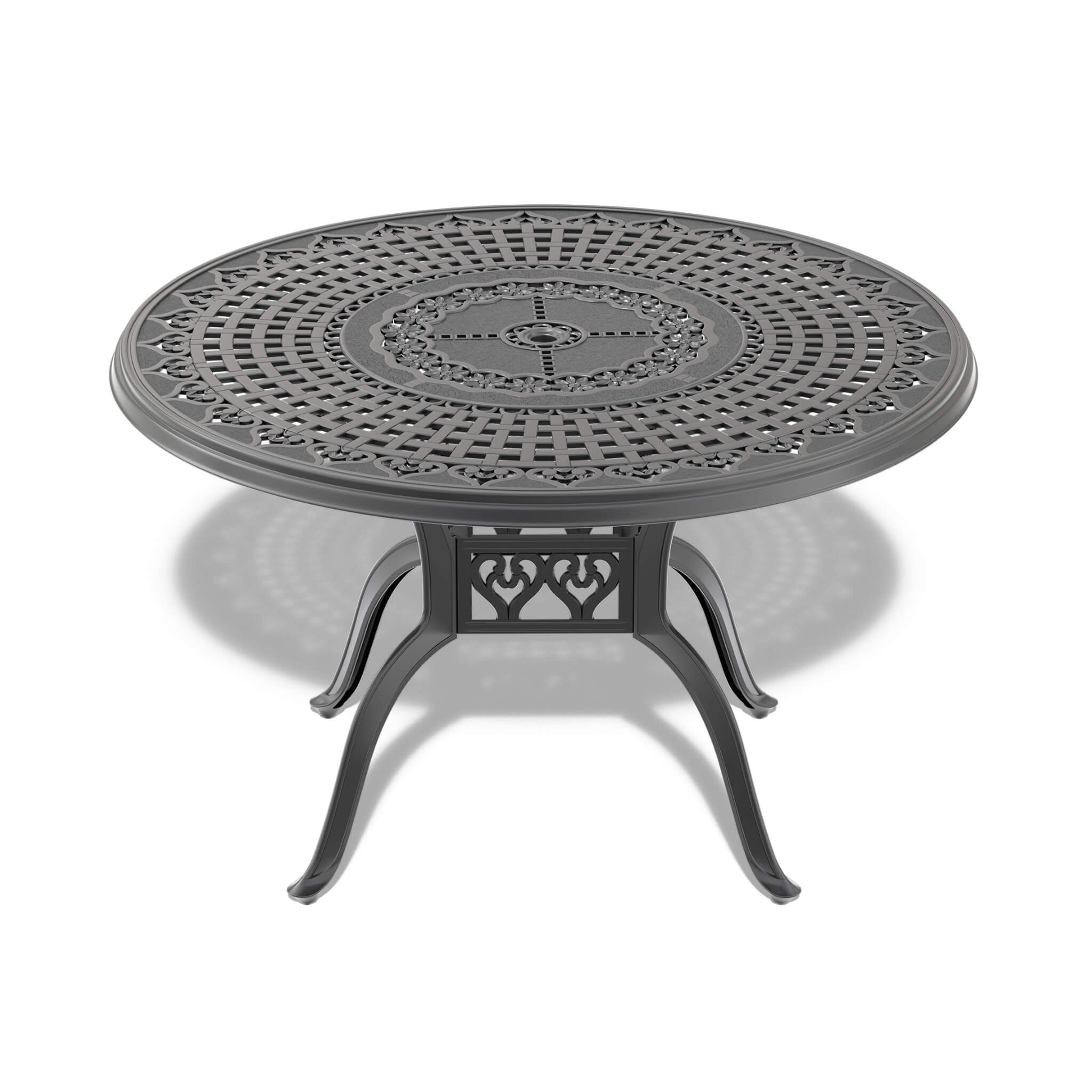 7-Piece Cast Aluminum Patio Furniture Set With Black Frame And Off-White Cushions