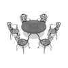 7-Piece Cast Aluminum Patio Furniture Set With Black Frame And Off-White Cushions