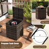 2-Piece Outdoor Rattan Fire Table Set - 32 Inch Rectangle Gas Firepit with Tank Cover - 3 colors