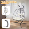 Hanging Swing 2 Seat Chair with Stand, Patio Wicker Hammock Egg Swing with Cushion for Bedroom Garden Indoor Outdoor