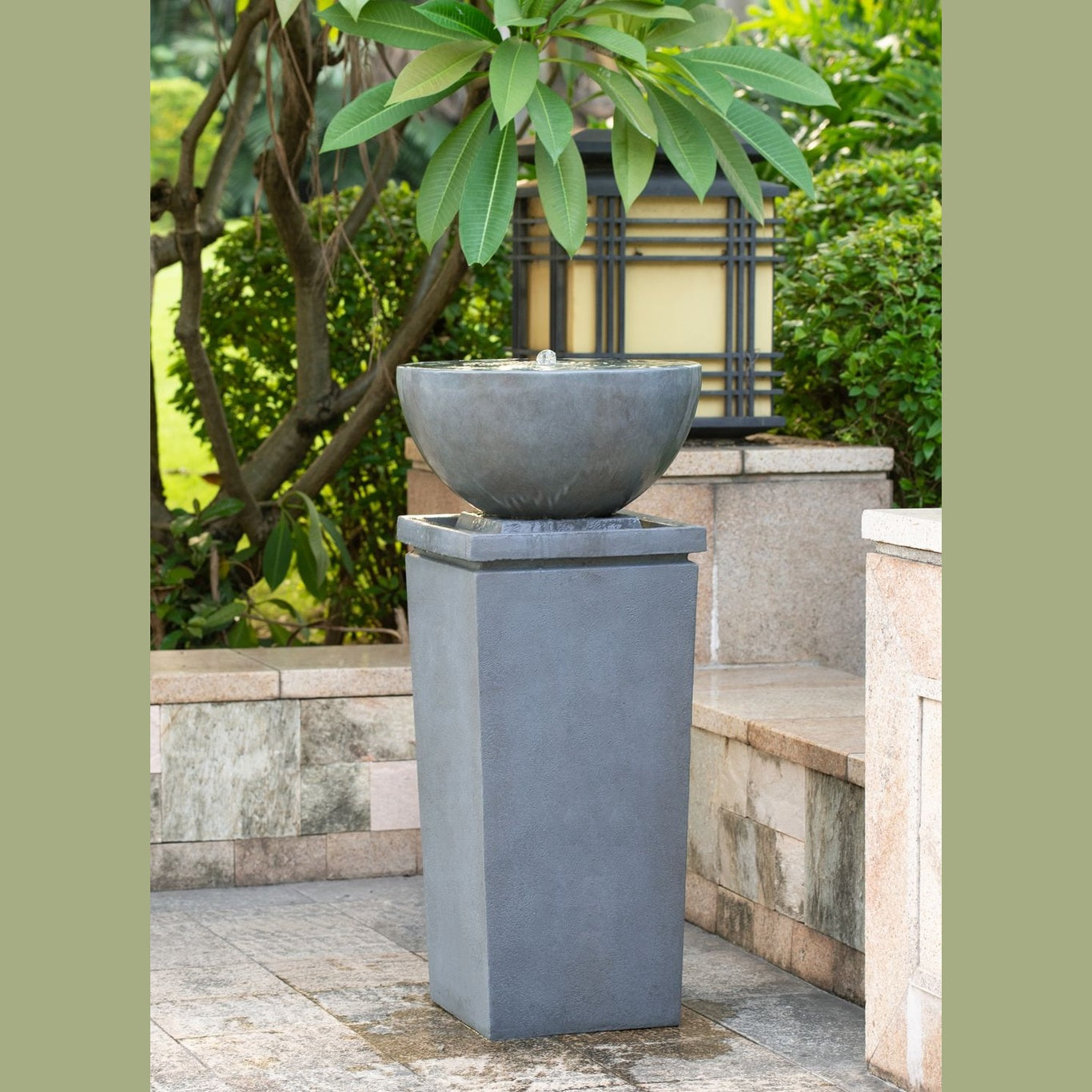 Zen Bowl Water Fountain, Outdoor Bird Feeder  2-sizes