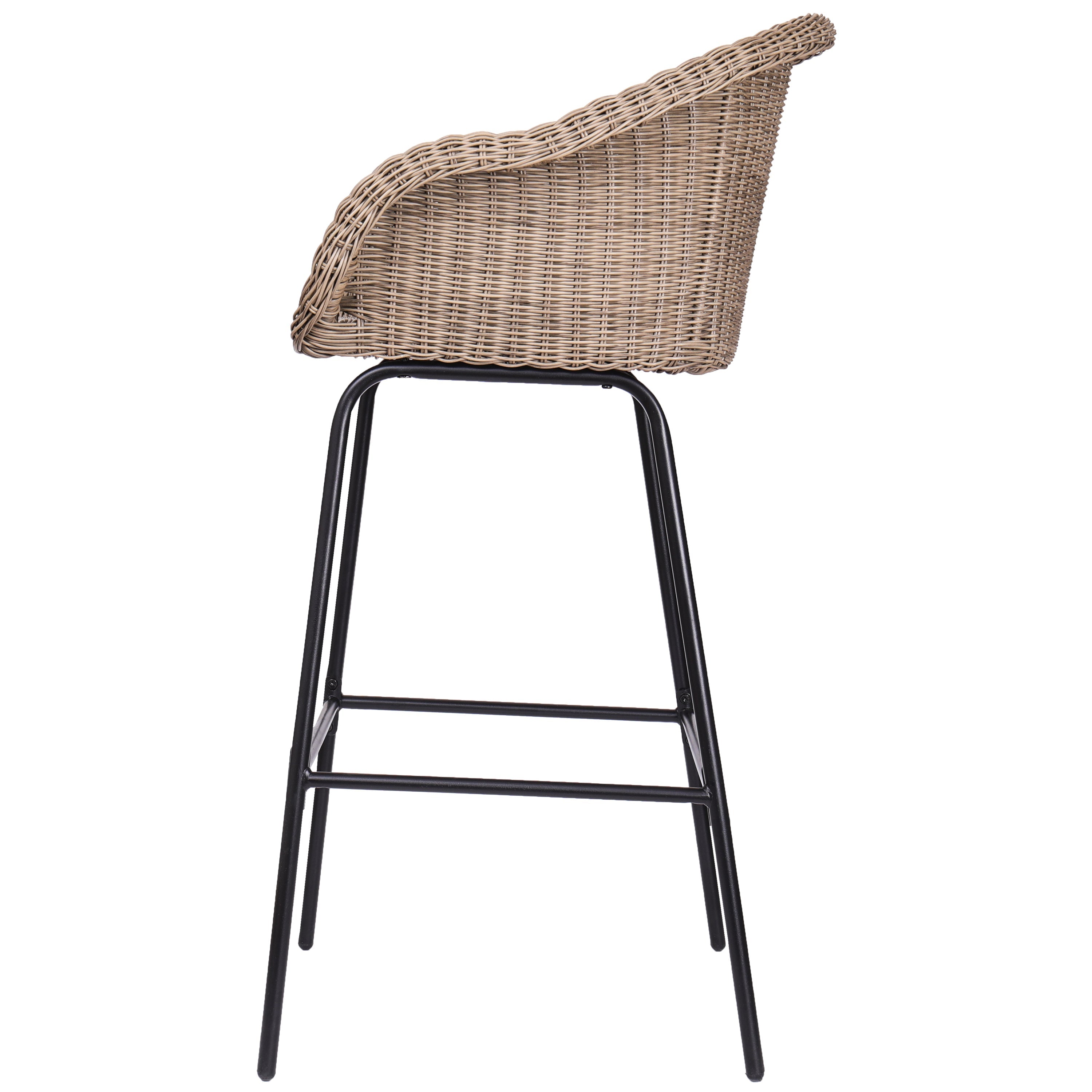 Ladd Outdoor Metal Wicker Barstool Set of 2