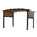 12' x 9' Outdoor Patio Pergola Gazebo - Steel Frame Sun Shelter With Retractable Canopy