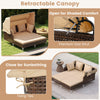 Outdoor Daybed with Retractable Canopy - Wicker Rattan Patio Lounger