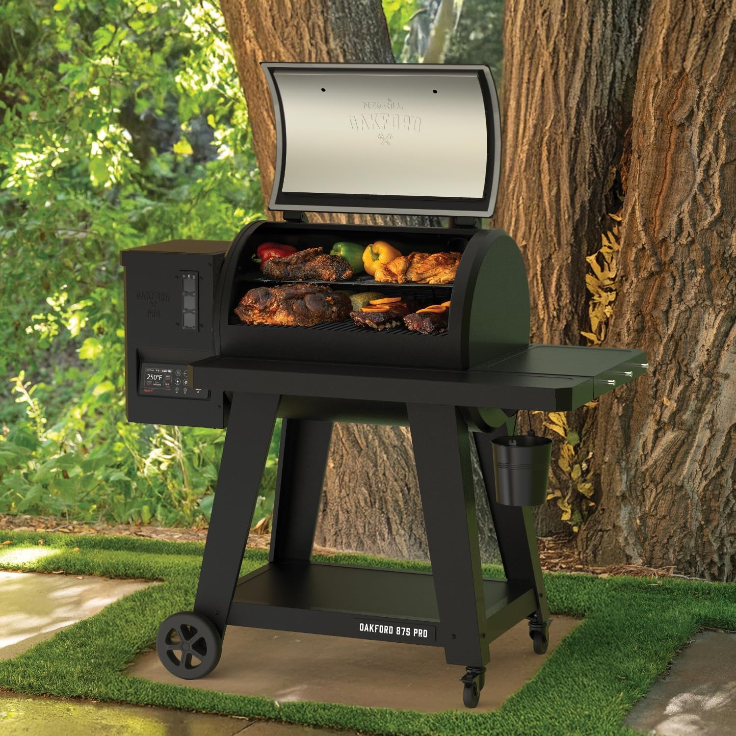 Oakford 875 Pro Pellet Gril with 824 SQ in Cooking Area, Cast Iron Grates, I-Site View Indicator, Heavy Duty Pellet Smoker Grill with Bluetooth Connectivity - 910-0512