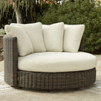 Kimora - Swivel Lounge Chair With Cushion - Beige / Dark Brown