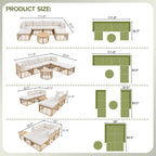 7 Pieces Outdoor Patio Furniture, All-Weather Rattan Sectional Sofa Set with table