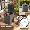 2-Piece Outdoor Rattan Fire Table Set - 32 Inch Rectangle Gas Firepit with Tank Cover - 3 colors