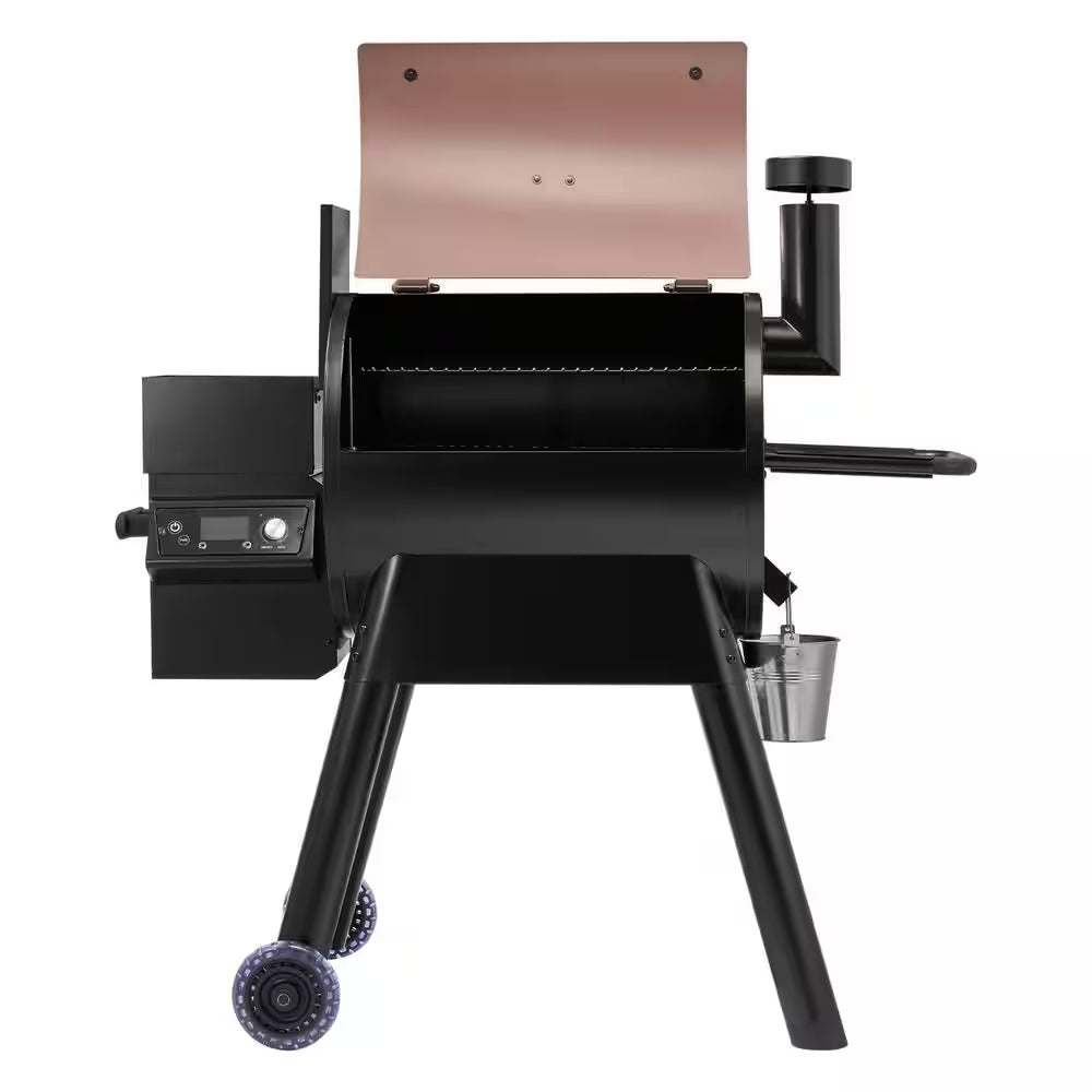Wood Pellet Grill and Smoker, 8 in 1 BBQ Grills for Outdoor Cooking, 575 Sq.In. Cook Area Electric Smokers,Control Black