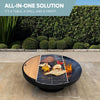 32 Inch round Fire Pit Table with Fire Pit Grill, Extra Thick, Heavy Duty Fire Bowl, Deep Outdoor Firepit, Wood Burning Firepits for outside Patio, Backyard Fire Pits, Large BBQ Pit