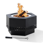 Sunjoy 28 in Smokeless Fire Pit with Removable Ash Pan, Outdoor Portable Wood Burning Fireplace with PVC Cover and Fire Poker ,Ideal for Camping, Bonfire, and Backyard, Black