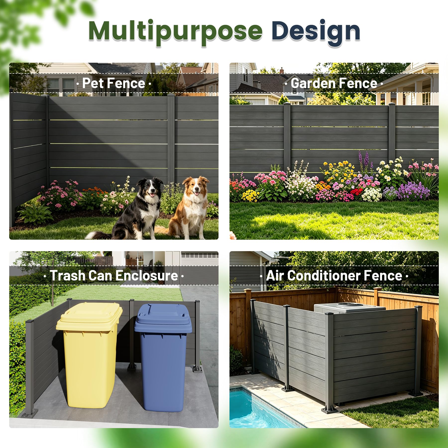 50" W x 49" H Outdoor Privacy Screen with Aluminum Posts