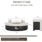 42" Outdoor Propane Fire Pit Table W Tank Cover & Wind Guard, round Gas Fire Pit Table with Concrete & Wood Grain Design, 50000BTU Fire Tables for Patio, Backyard, Garden