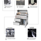 95.8"  6+1 Burner 95,500 BTU Outdoor Kitchen Island Grill Silver + Sink + Refrigerator + Bar Table