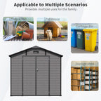 8x14 FT Plastic Outdoor Storage Shed - Lockable Resin Tool Shed with 2 Window & 3 Air vents