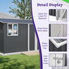 10 X 8FT Outdoor Steel Storage Shed with Clear Window & Lockable Doors