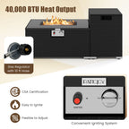 2-Piece Outdoor Rattan Fire Table Set - 32 Inch Rectangle Gas Firepit with Tank Cover - 3 colors