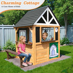 Cedar Gray Weather proof Kids Playhouse With Doorbell