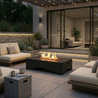 56" Propane Fire Pit Table, Rectangular Outdoor Gas Fire Pit - Dark Gray