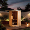 The Barcelona Premium 78-Inch 4-Person Cedar Wood Outdoor Vertical Barrel Sauna with 6KW Heater, LED Lights and Stones