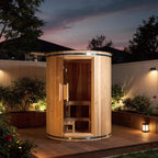 The Barcelona Premium 78-Inch 4-Person Cedar Wood Outdoor Vertical Barrel Sauna with 6KW Heater, LED Lights and Stones