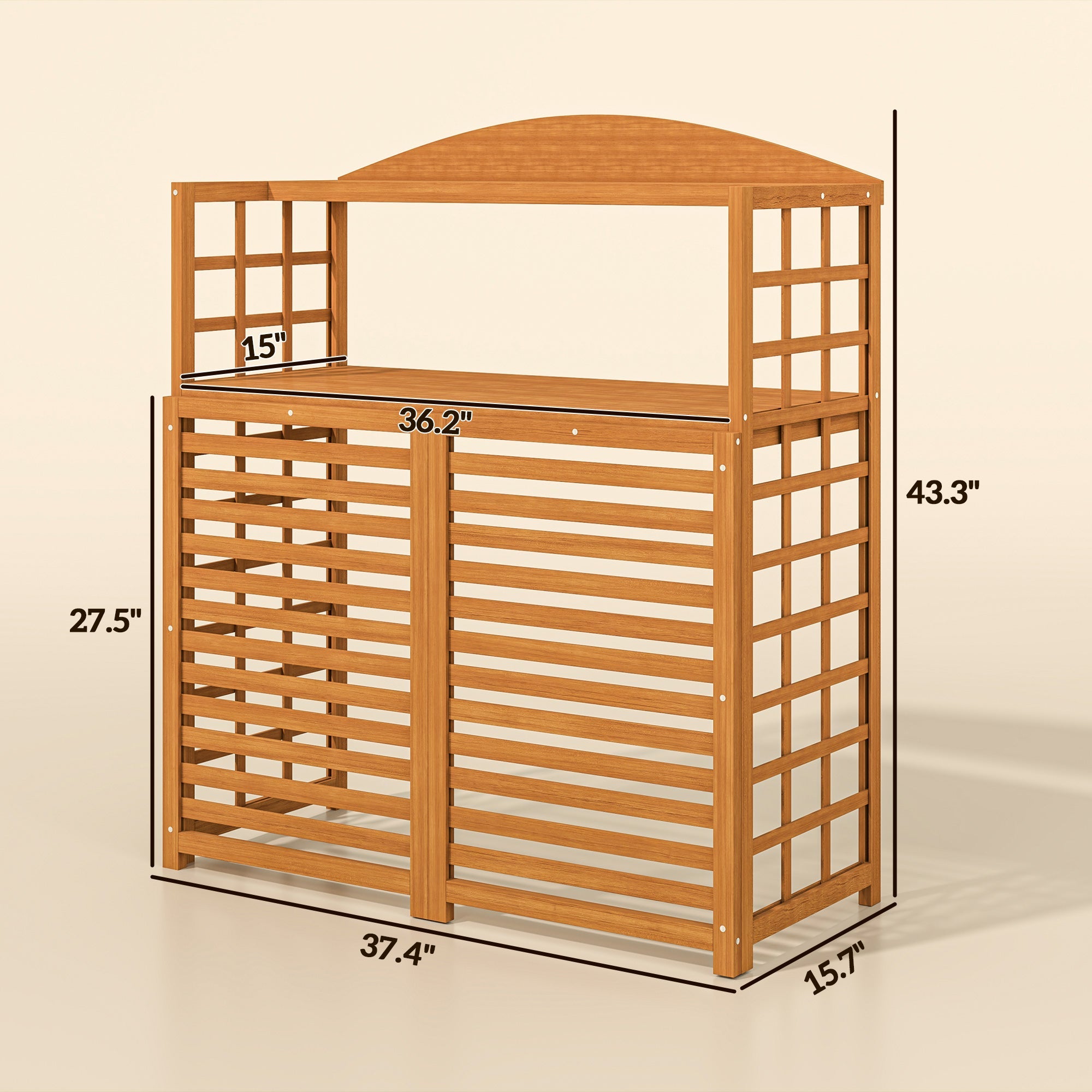 Outsunny Wood Air Conditioner Fence, Outdoor Privacy Screen Potting Table