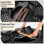 Trumanpick Fire Pit for outside 42" Wood Burning Fire Pit Tables with 2 Adjustable Swivel BBQ Grills, Lid, Poker for Patio Backyard BBQ Ice Storage