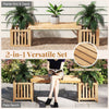 Patio Wooden Bench with Planter 2 Person Patio Bench-Natural