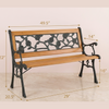 Cast Iron & Wood Outdoor Garden Bench with Ornate Backrest