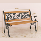 Cast Iron & Wood Outdoor Garden Bench with Ornate Backrest