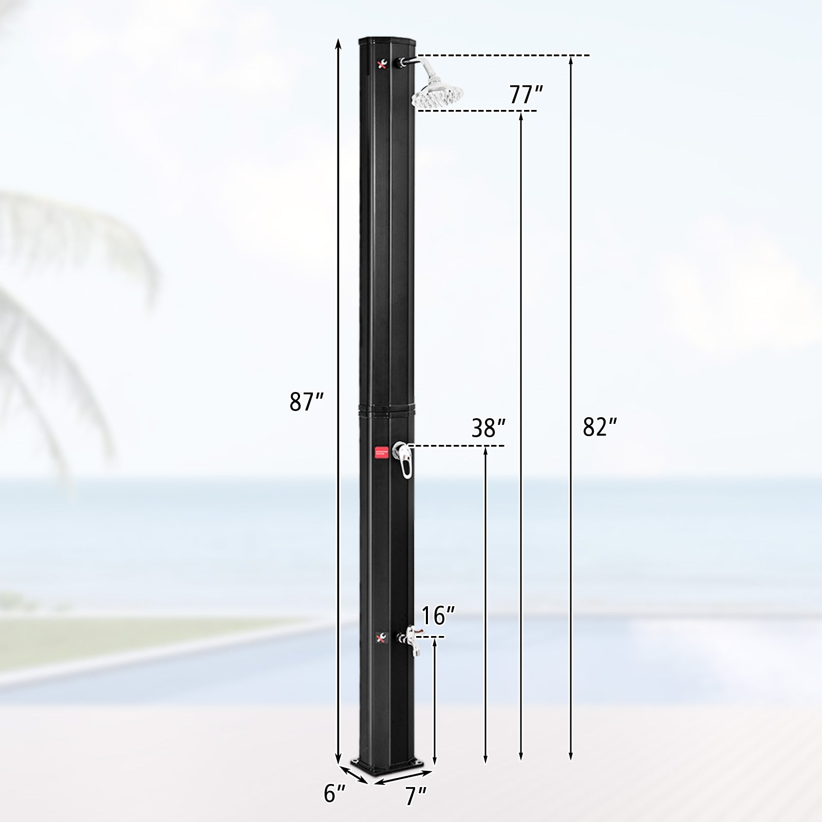 7.2 Feet Adjustable Outdoor Solar Heating Shower