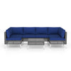 7 Piece Outdoor Furniture Set - Wicker Chairs with Tempered Glass Coffee Table