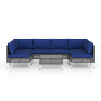 7 Piece Outdoor Furniture Set - Wicker Chairs with Tempered Glass Coffee Table