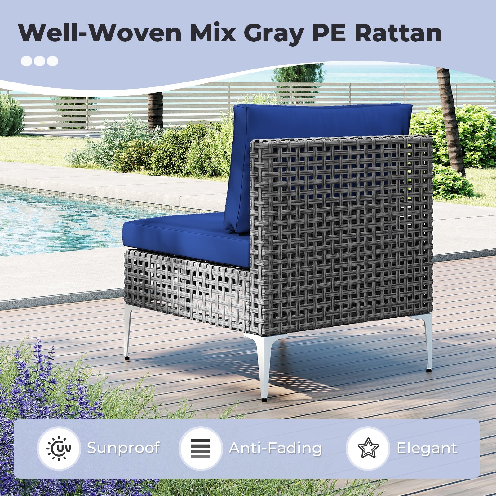 7 Piece Outdoor Furniture Set - Wicker Chairs with Tempered Glass Coffee Table