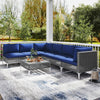 7 Piece Outdoor Furniture Set - Wicker Chairs with Tempered Glass Coffee Table