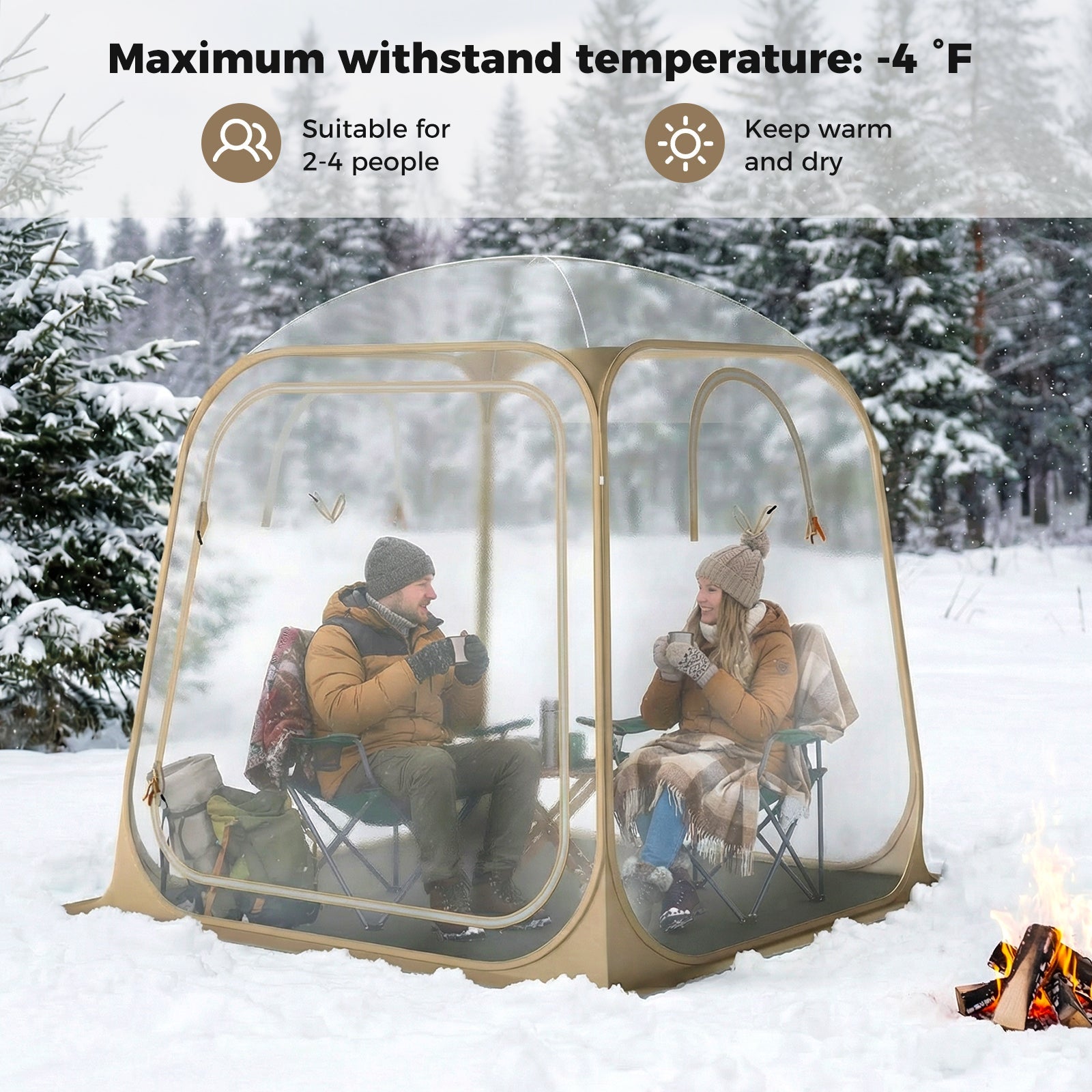 7 x 7 FT Pop Up Sports Tent Clear Bubble Tent All-Weather Waterproof Pod