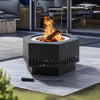 Sunjoy 28 in Smokeless Fire Pit with Removable Ash Pan, Outdoor Portable Wood Burning Fireplace with PVC Cover and Fire Poker ,Ideal for Camping, Bonfire, and Backyard, Black