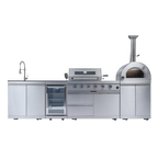 125" 10,8000 BTU 4-Burner Outdoor Kitchen Island Grill with Pizza Oven